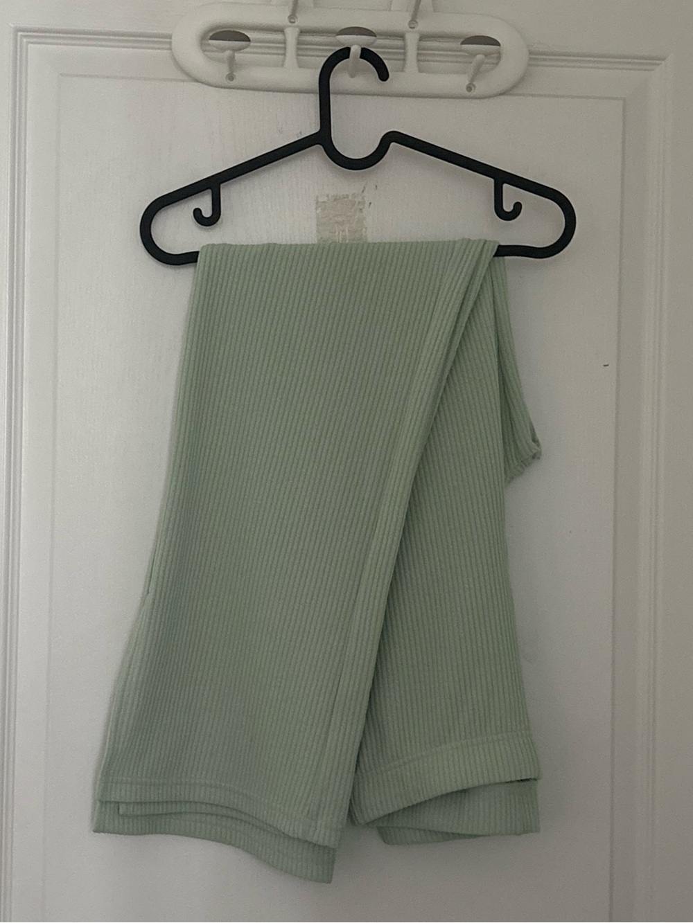 H&M Ribbed Midi Skirt in Light Sage Green